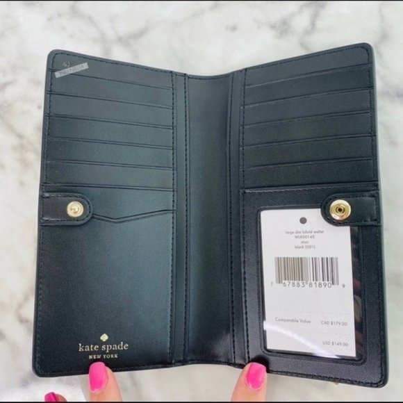 Kate Spade Black Medium Satchel Crossbody & Large Slim Bifold Wallet Set - Picture 13 of 14